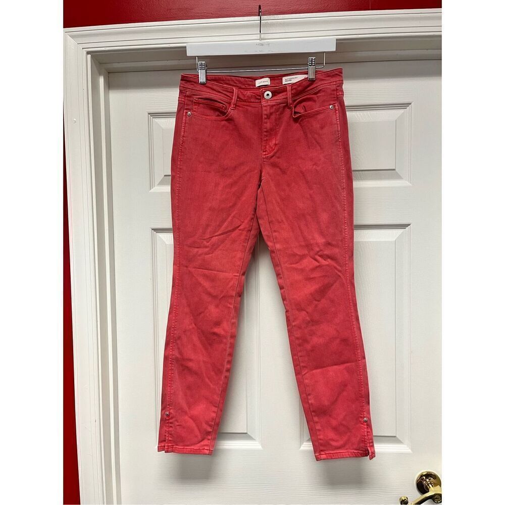 J. Jill Authentic Fit Slim Ankle Salmon Pink Jeans sz 6 EUC